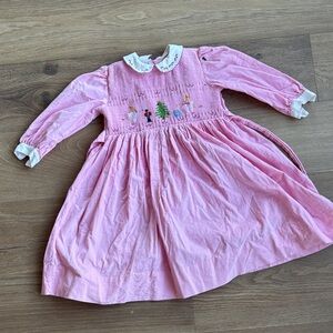 Pink Long-Sleeve Dress with Embroidery